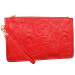 Salvatore Ferragamo Embossed Red Leather Wristlet 18927373