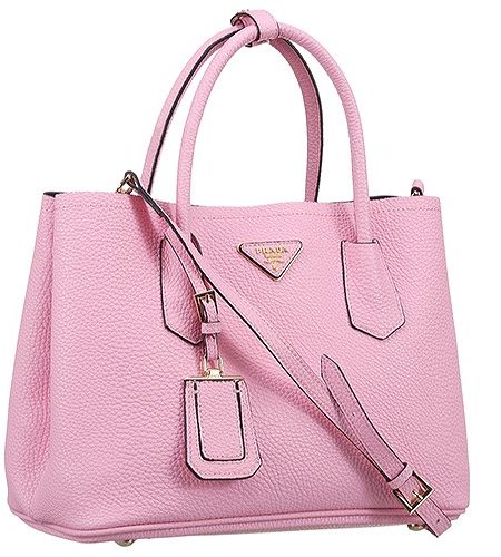 Prada Double Tote Pebbled Leather Pink 18927296