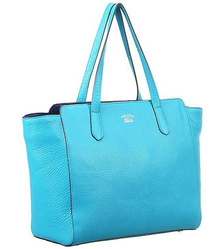 Gucci Swing Leather Tote Light Blue Medium 607684