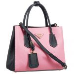 Prada Medium Bicolor Pink And Black Leather Satchel  18927301