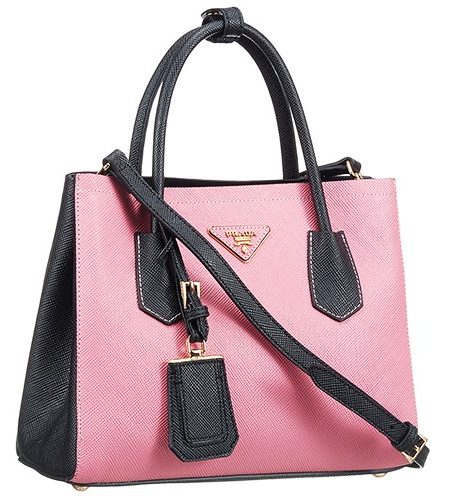 Prada Medium Bicolor Pink And Black Leather Satchel  18927301