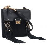 Chloe Jane Tassel Trim Black Crossbody Bag 18927071