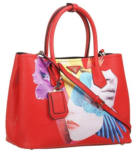 Prada Saffiano Soft Double Collage Print Red Bag 18927285