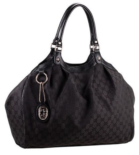 Gucci Sukey Large Tote Black Trim Black Fabric