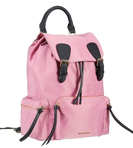 Burberry Large Backpack Pink Nylon Black Leather Trim 18927040