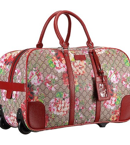 Gucci GG Supreme Blooms Red Print Wheeled Suitcase 18926977