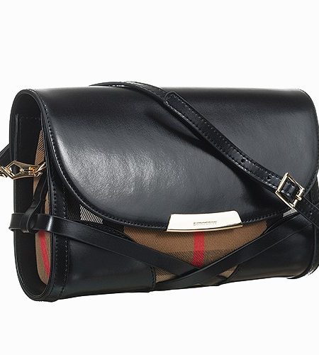 Burberry Bridle House Check And Black Leather Crossbody Bag  18927422