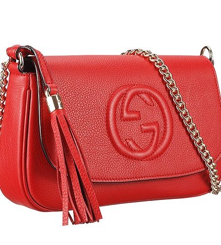 Gucci Soho Leather Shoulder Bag Red