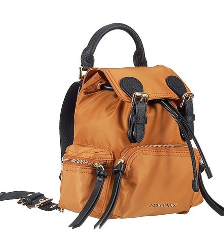 Burberry Medium Backpack Tan Nylon Black Leather Trim 18927048