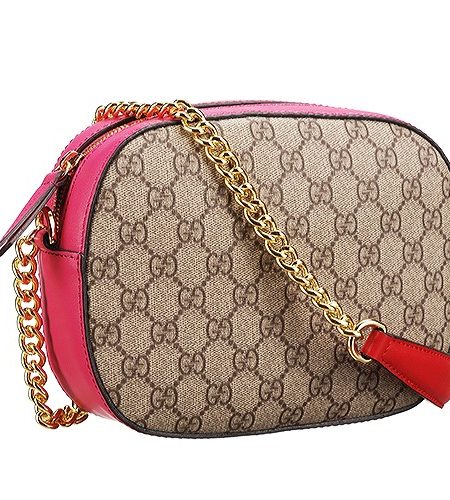Gucci Supreme Canvas Mini Chain Bag Red & Fuchsia