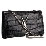 Saint Laurent Kate Monogram Tassel Crocodile Leather Black Medium Bag 18926843