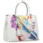 Prada Saffiano Double Tote Collage Print White Bag 18927291