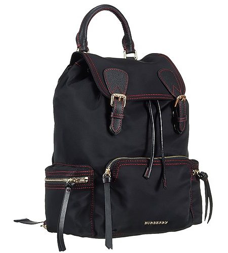 Burberry Large Backpack Black Nylon Red Leather Trim 18927041