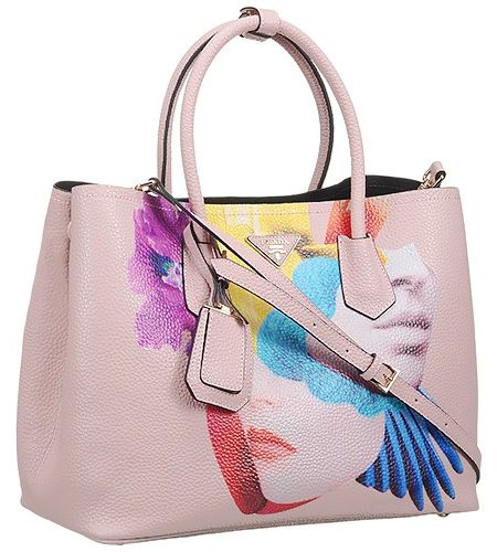 Prada Saffiano Soft Double Collage Print Light Pink Bag 18927284