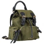 Burberry Medium Backpack Green Nylon Black Leather Trim 18927046