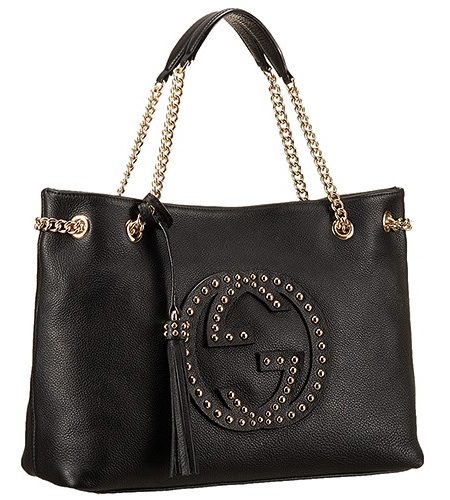 Gucci Soho Studded Shoulder Bag Black With Rivets