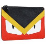 Fendi Bag Bugs Red Yellow And Black Leather Flat Pouch 18927340