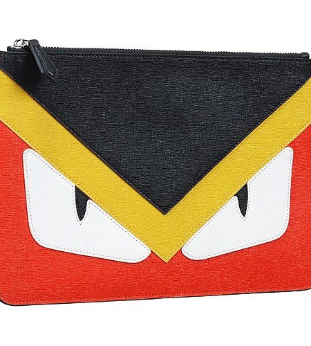 Fendi Bag Bugs Red Yellow And Black Leather Flat Pouch 18927340