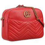 Gucci GG Marmont Matelasse Top Zip  Red Leather Bag 18927205