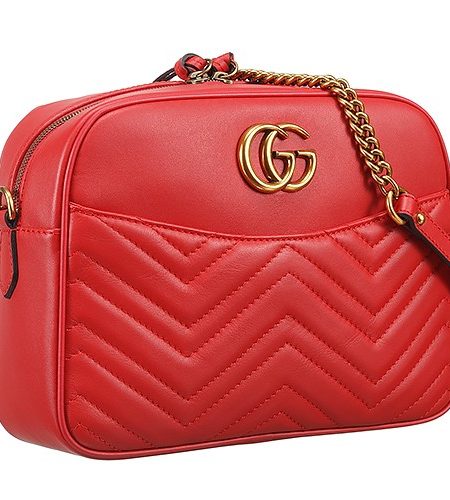 Gucci GG Marmont Matelasse Top Zip  Red Leather Bag 18927205