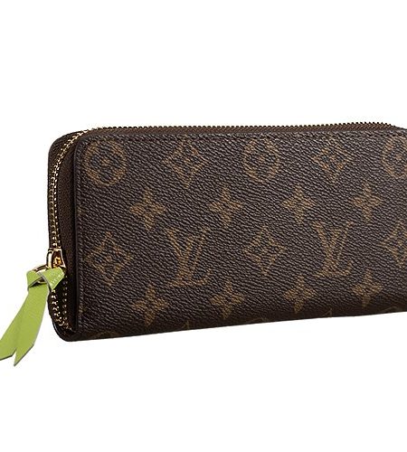 Louis Vuitton Monogram Canvas Zippy Wallet With Green Leather Zipper Pull 608254