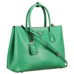 Prada Double Tote Crocodile Leather Bag Green