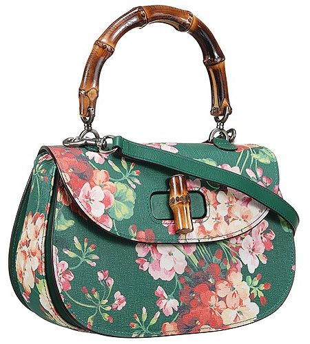 Gucci Bamboo Classic Blooms Top Handle Green Bag 18927179