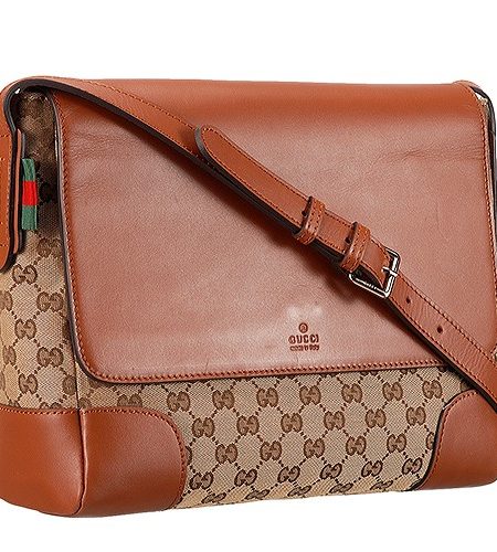 Gucci Original GG Canvas Messenger Flap Bag Brown