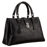 Bottega Veneta Intrecciato Nappa Top Large Handle Black Bag