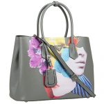 Prada Saffiano Double Tote Collage Print Grey Bag 18927287