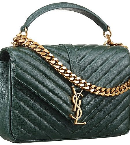 Saint Laurent College Monogram Medium Green Leather Bag 18927380