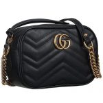 Gucci GG Marmont Matelasse Top Zip Mini Black Leather Bag 18927197