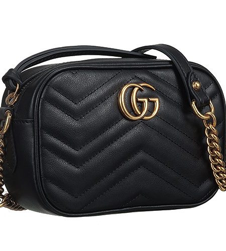 Gucci GG Marmont Matelasse Top Zip Mini Black Leather Bag 18927197