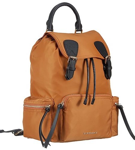 Burberry Large Backpack Tan Nylon Black Leather Trim 18927042