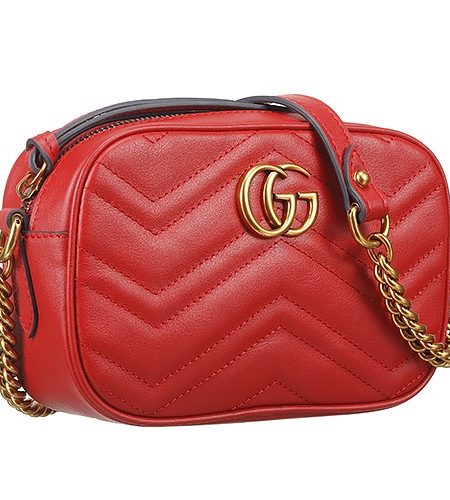 Gucci GG Marmont Matelasse Top Zip  Mini Red Leather Bag 18927200