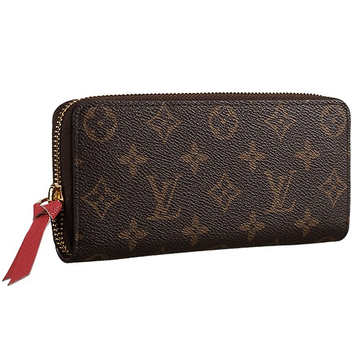 Louis Vuitton Monogram Canvas Zippy Wallet With Rose Leather
