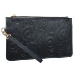 Salvatore Ferragamo Embossed Black Leather Wristlet 18927370