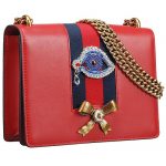Gucci Rhinestone Applique Red Leather Chain Shoulder Bag