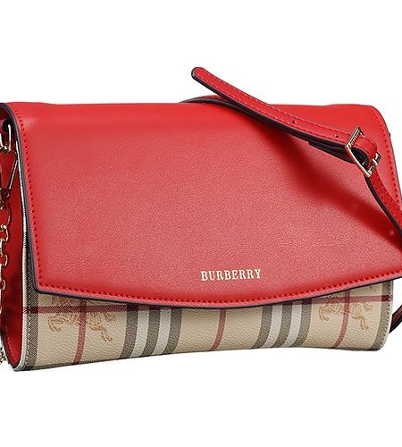 Burberry House Check And Red Leather Wallet On Chain 18927032