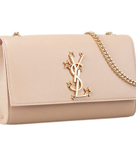 Saint Laurent Metallic Stars Logo Chain Shoulder Beige Bag  18927399