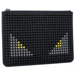 Fendi Bag Bugs Studded Black White And Yellow Leather Flat Pouch 18927336