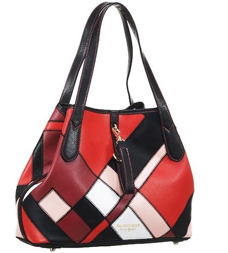 Burberry Honeybrook Patchwork Color Block Leather Tote Black 18927413