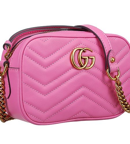 Gucci GG Marmont Matelasse Top Zip  Mini Pink Leather Bag 18927199