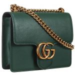 Gucci GG Marmont Green Leather Small Shoulder Bag  18927317
