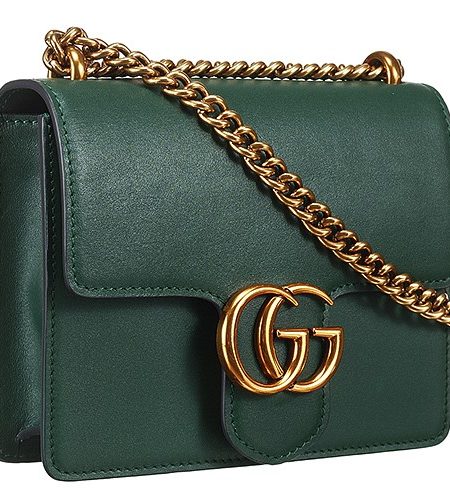 Gucci GG Marmont Green Leather Small Shoulder Bag  18927317