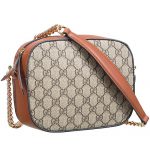 Gucci GG Supreme Mini Chain Bag With Brown Leather Trim 18927111