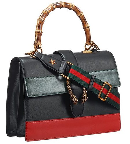 Gucci Dionysus Black, Green And Red Leather Top Handle 18927097