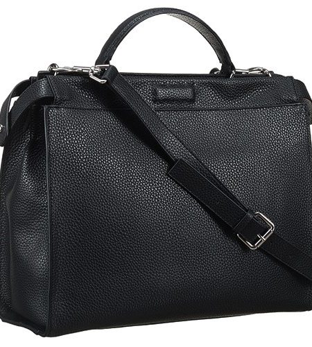 Fendi Peekaboo Selleria Black Leather Tote  18927306