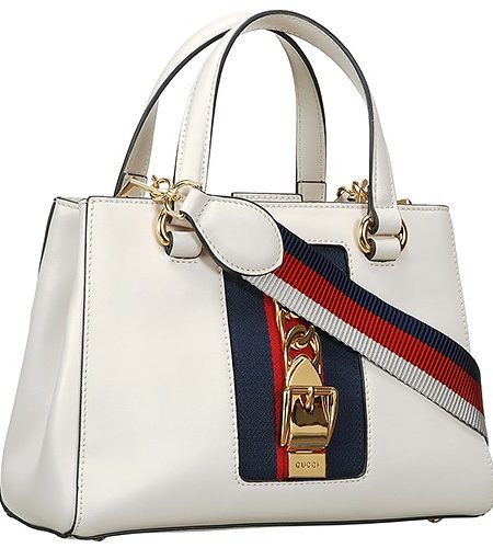 Gucci Sylvie Leather Top Handle Bag White 18927516