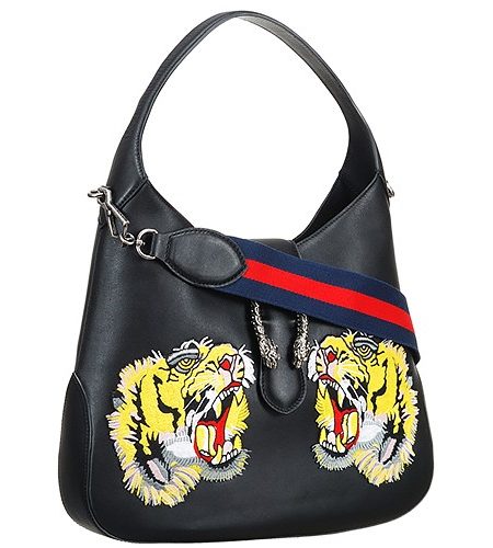Gucci Dionysus Tiger Embroidered Black Hobo 18927500